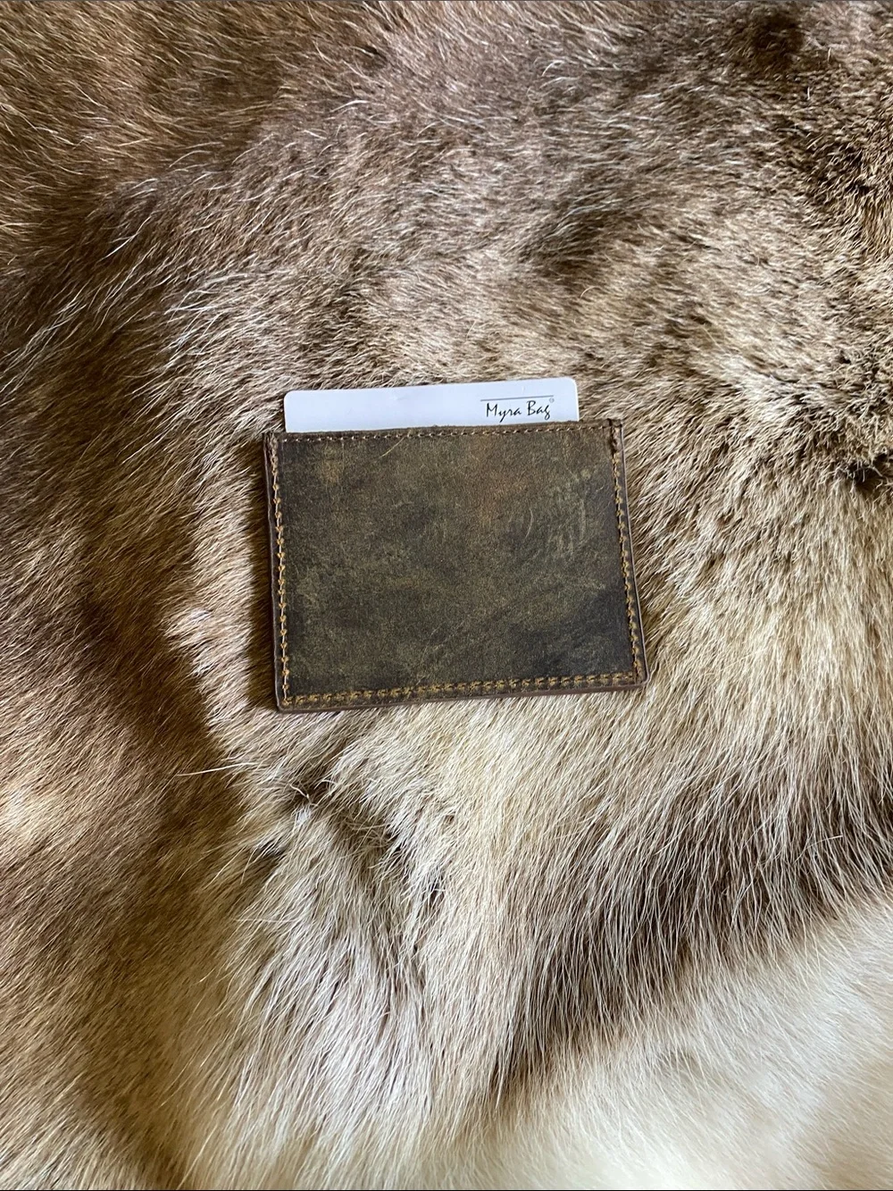 Myra Bag Vintage Brown Leather Card Sleeve
